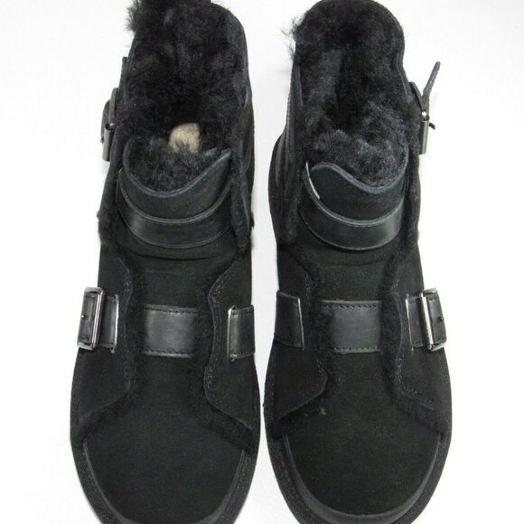 WMNS) UGG Dune Mini Buckle Boot Fleece Lined Black 1119431-BLK UGG Dune Mini Buckle Black Suede Sheepskin Boots S